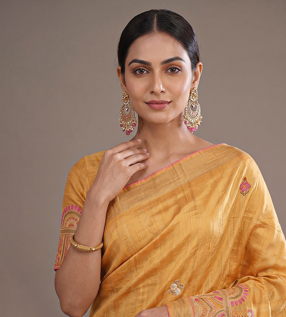 Yellow Tussar Saree