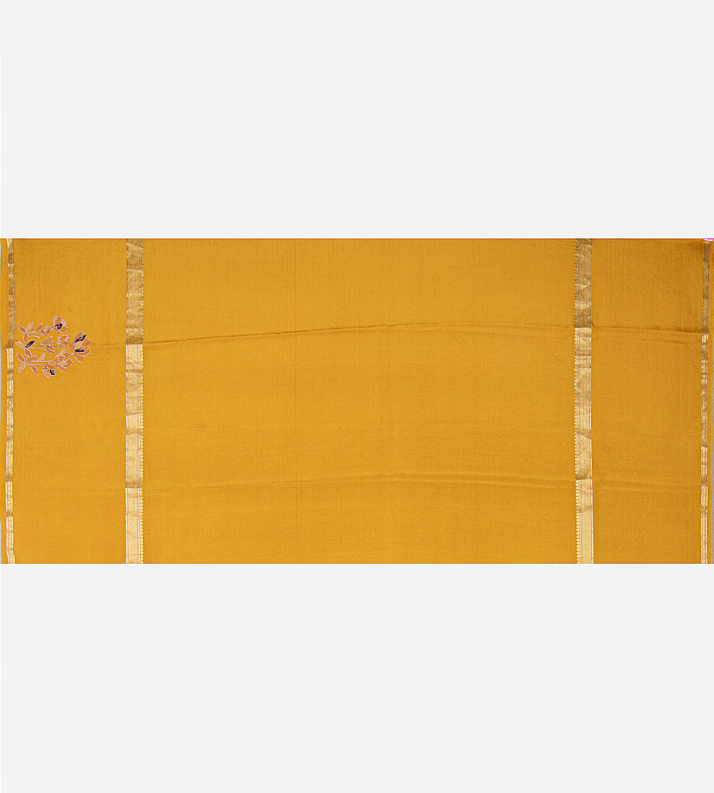 Yellow Mysore Crepe Saree