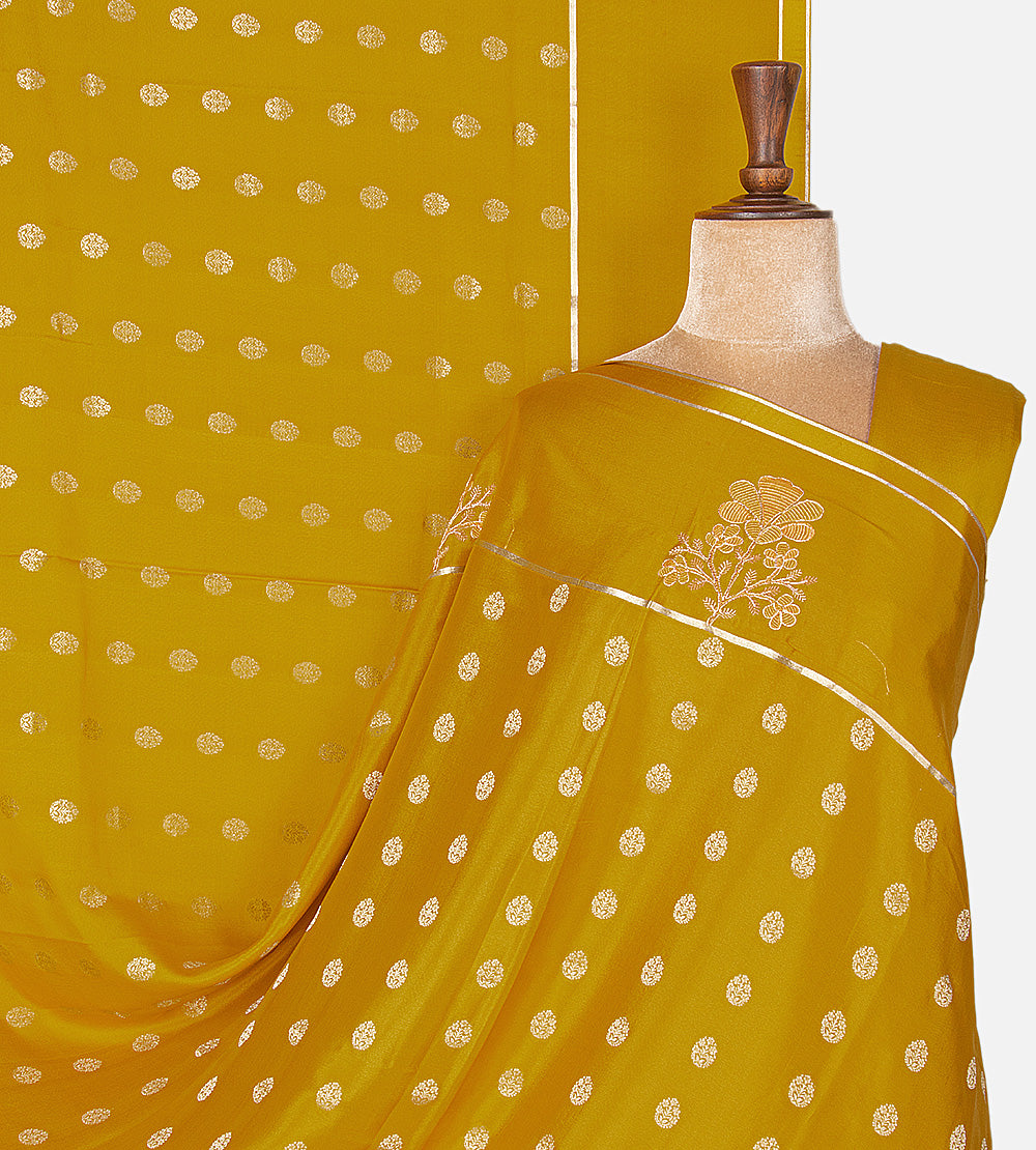 Gold Colour Mysore Crepe Saree