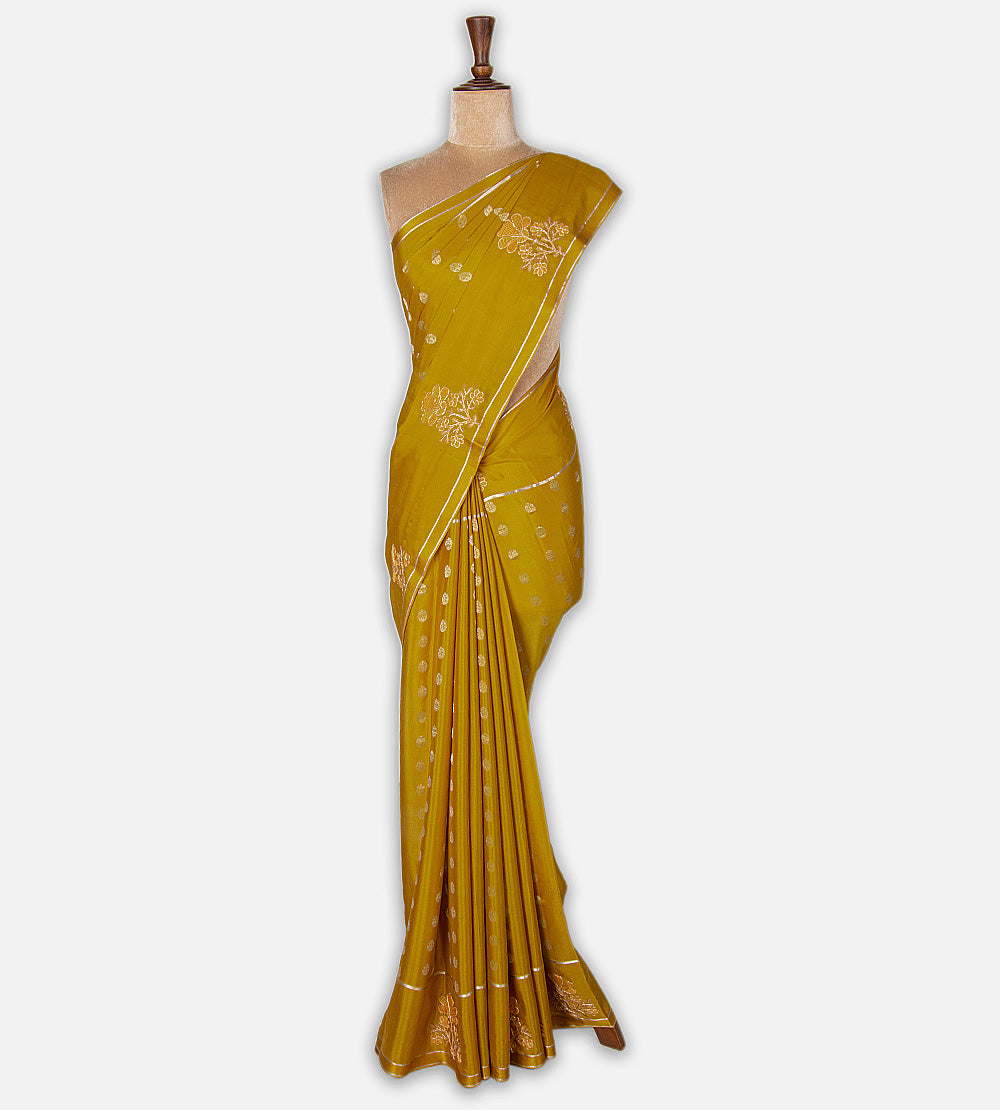 Gold Colour Mysore Crepe Saree