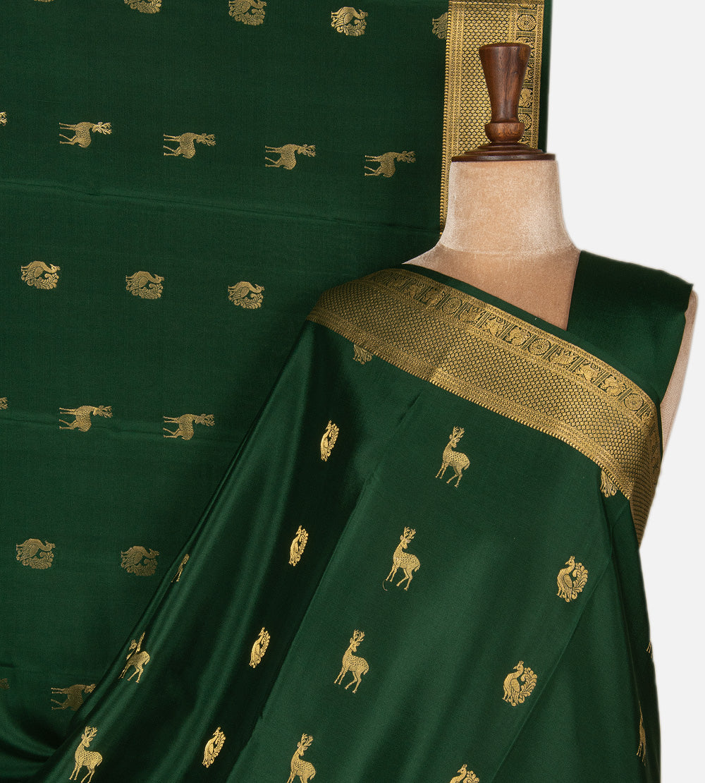 Green Mysore Crepe Saree
