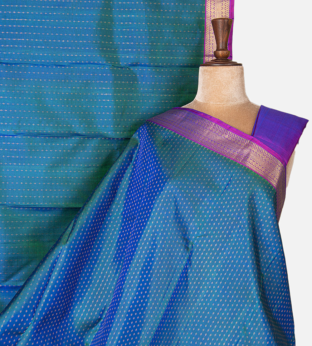 Peacock Blue Kanchipuram Silk Saree