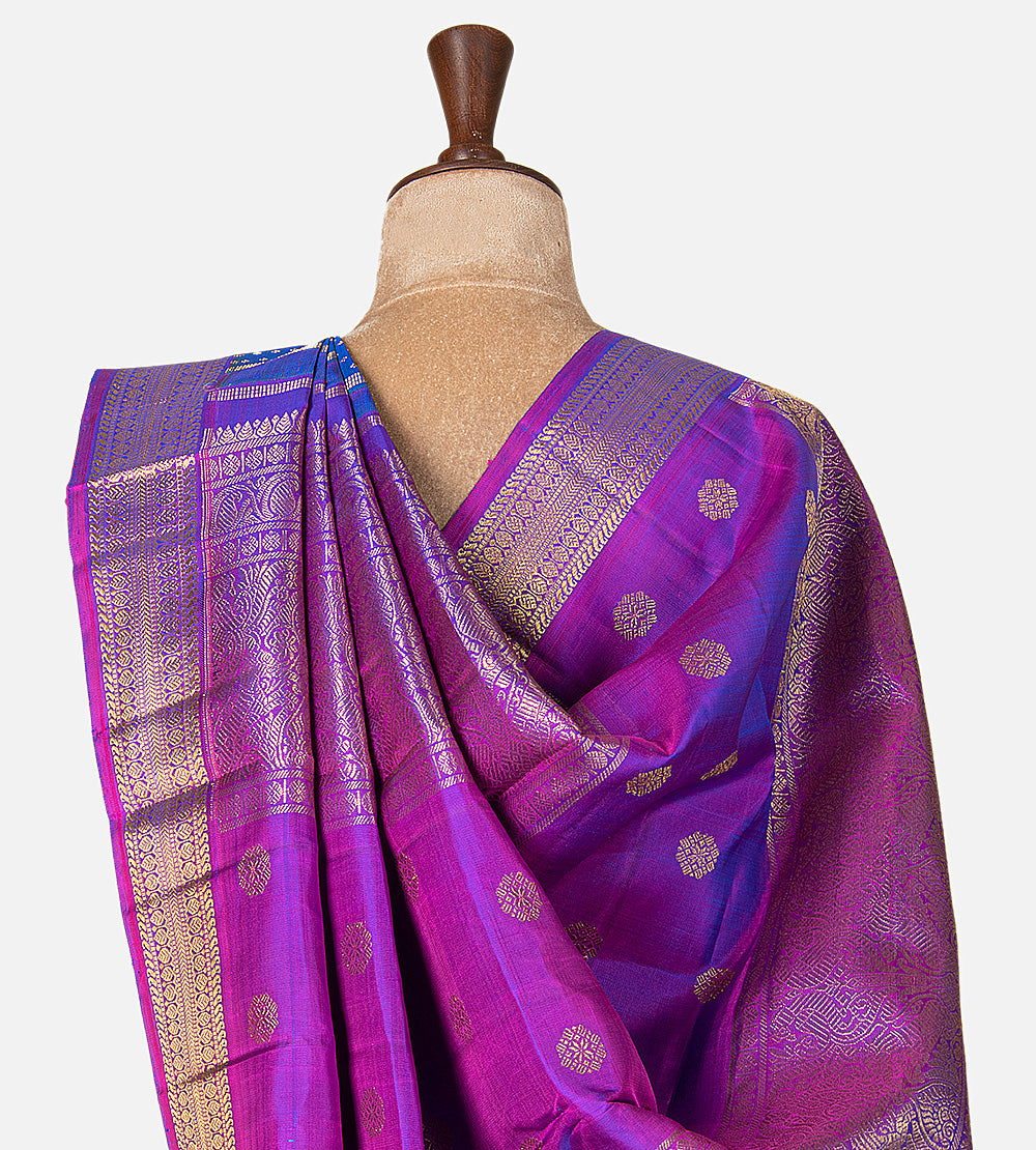 Peacock Blue Kanchipuram Silk Saree