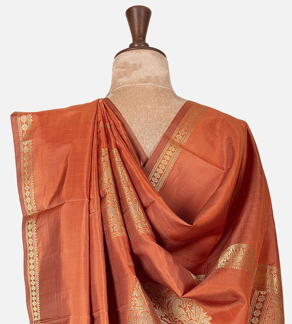 Red Orange Kanchipuram Silk Saree
