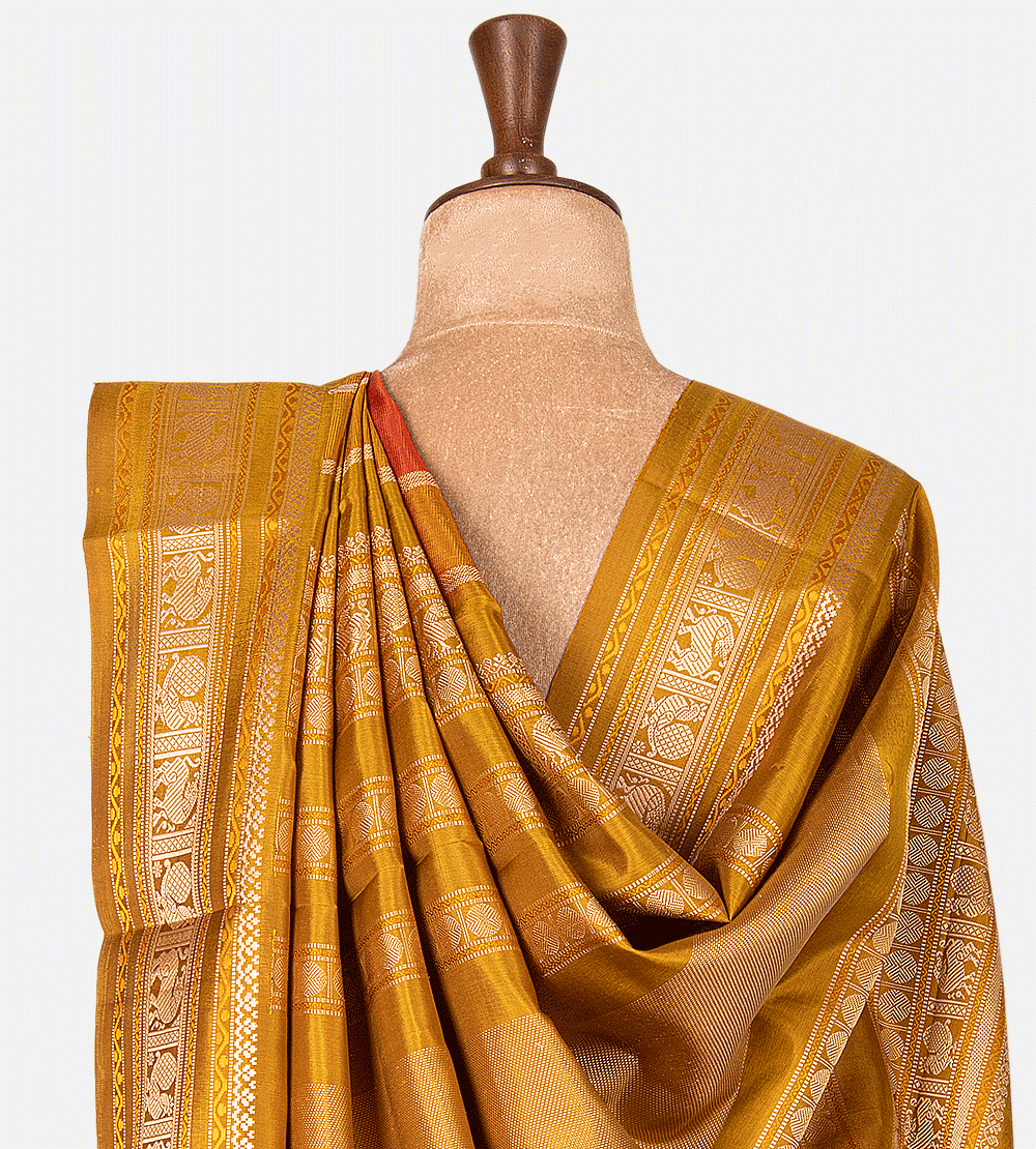 Rust Red Kanchipuram Silk Saree