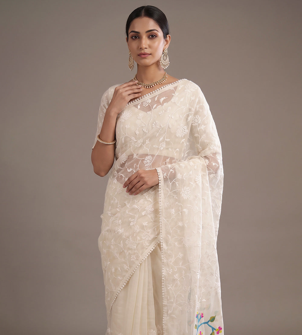 Creme Organza Saree