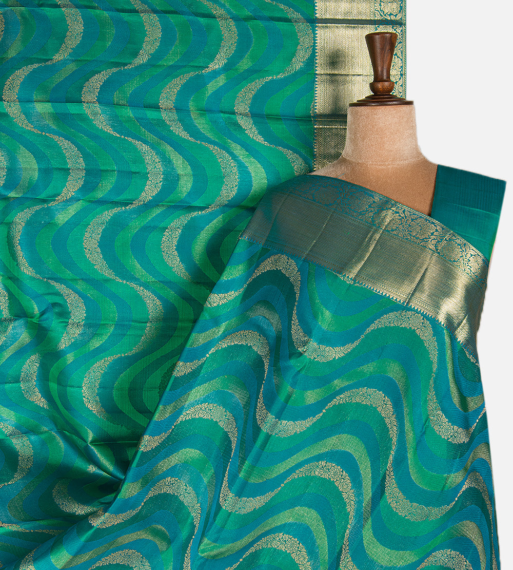Teal-Green Kanchipuram Silk Saree