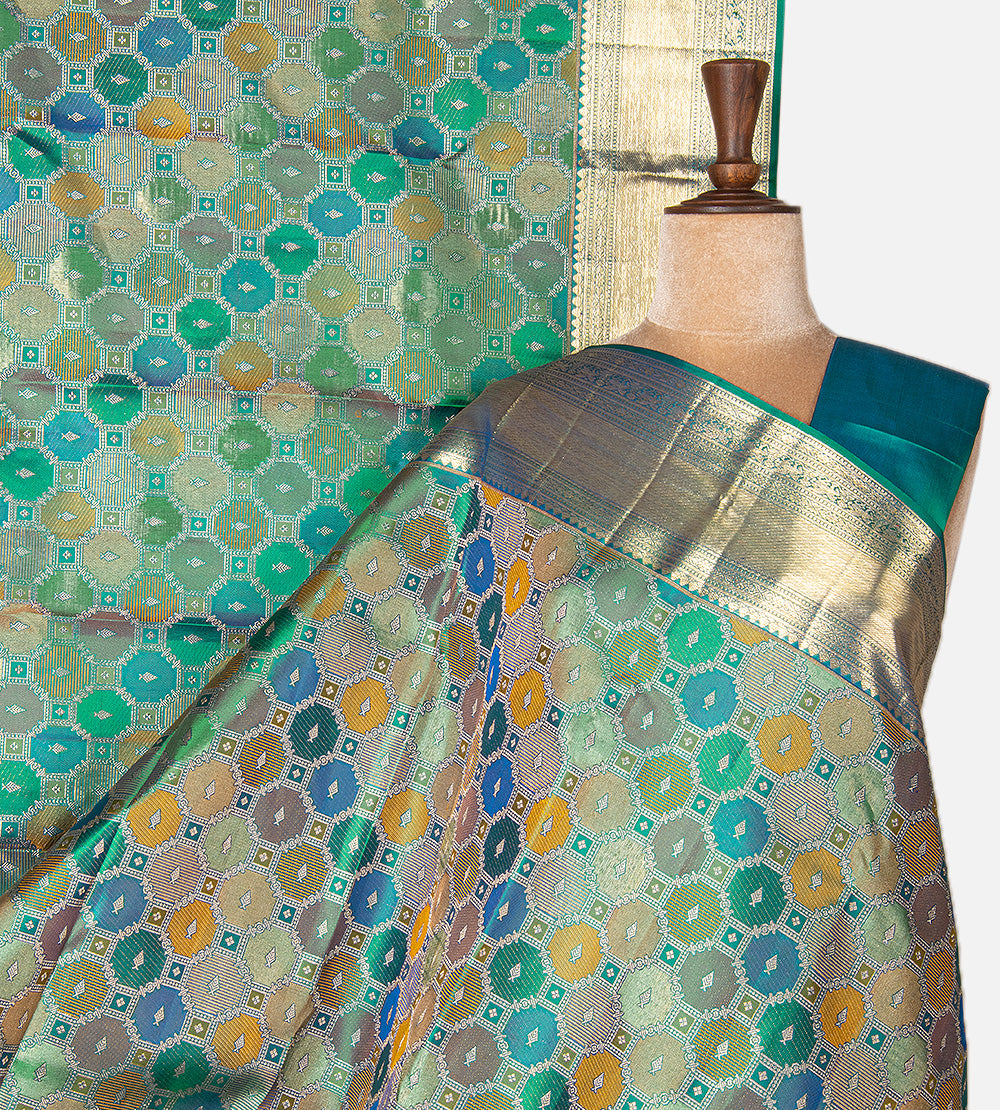 Multicolour Kanchipuram Silk Saree