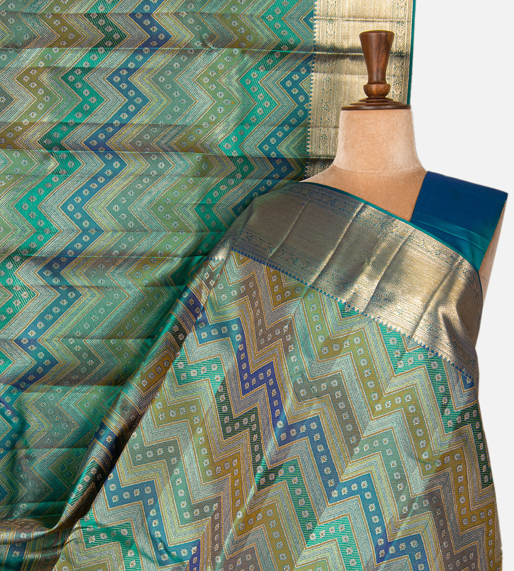Peacock Blue Kanchipuram Silk Saree