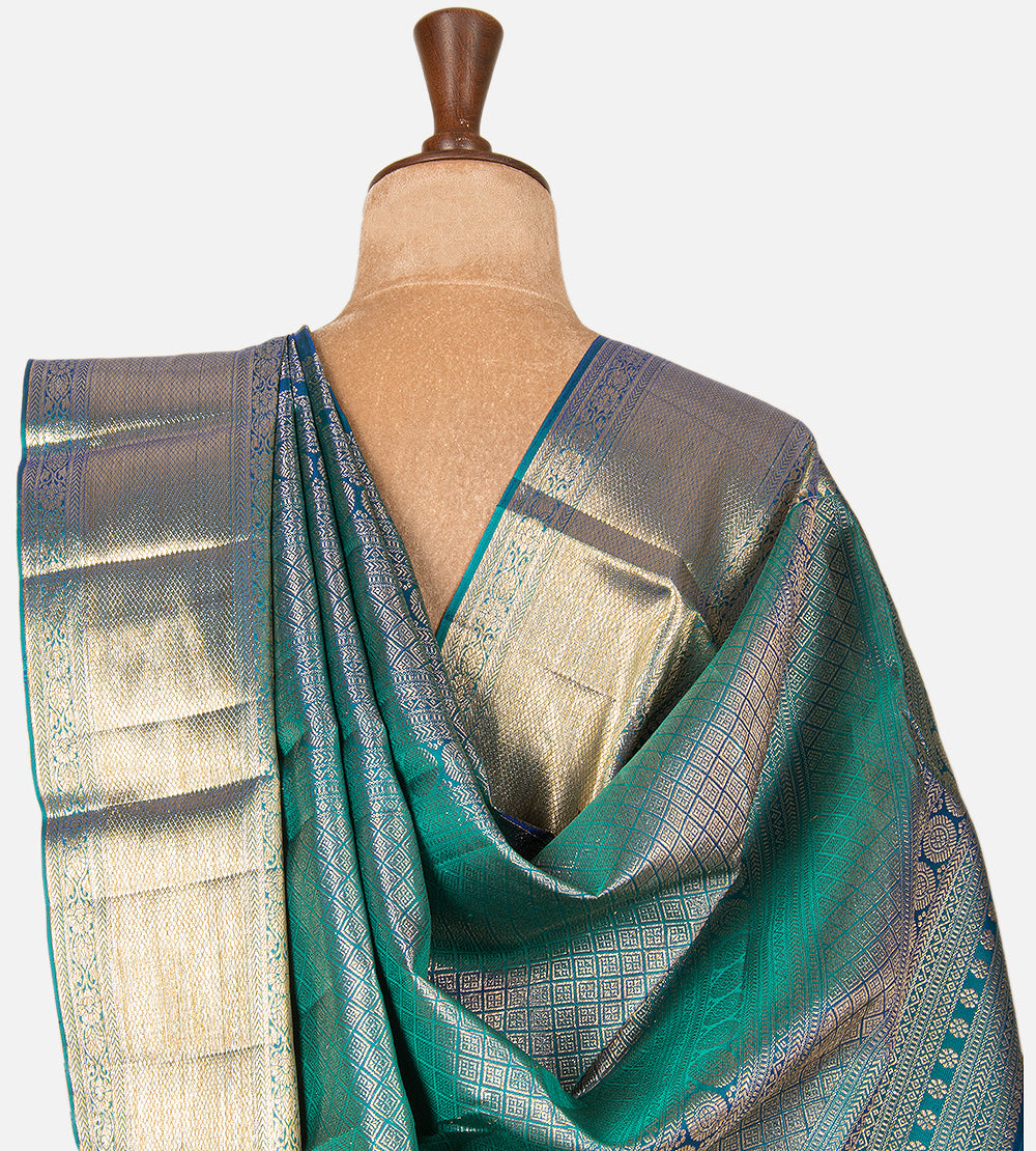 Peacock Blue Kanchipuram Silk Saree