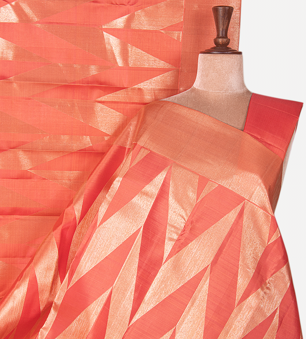 Coral Kanchipuram Silk Saree