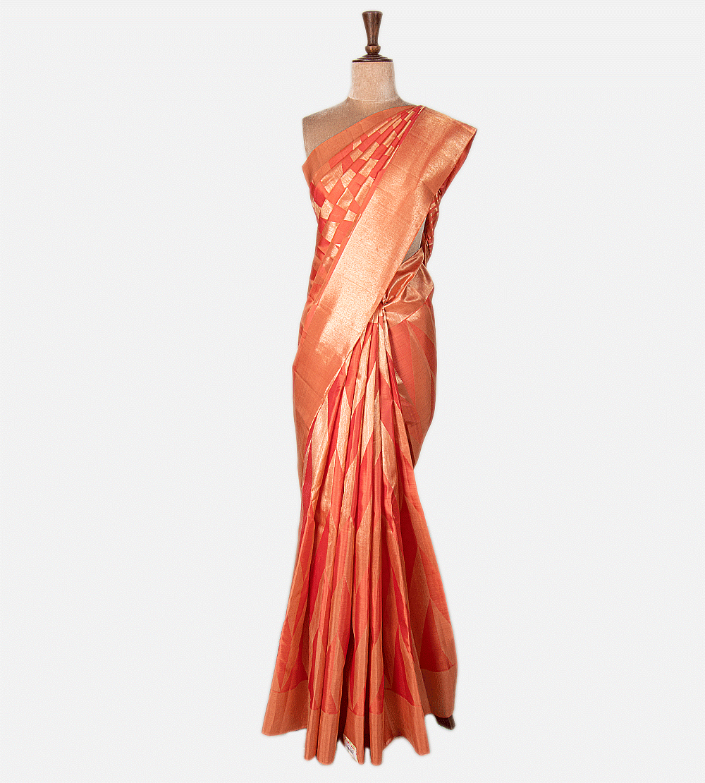 Coral Kanchipuram Silk Saree