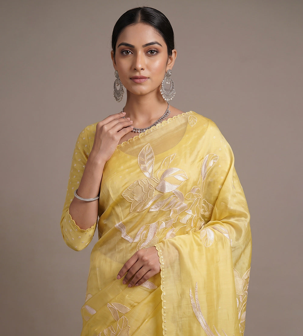 Yellow Organza Saree