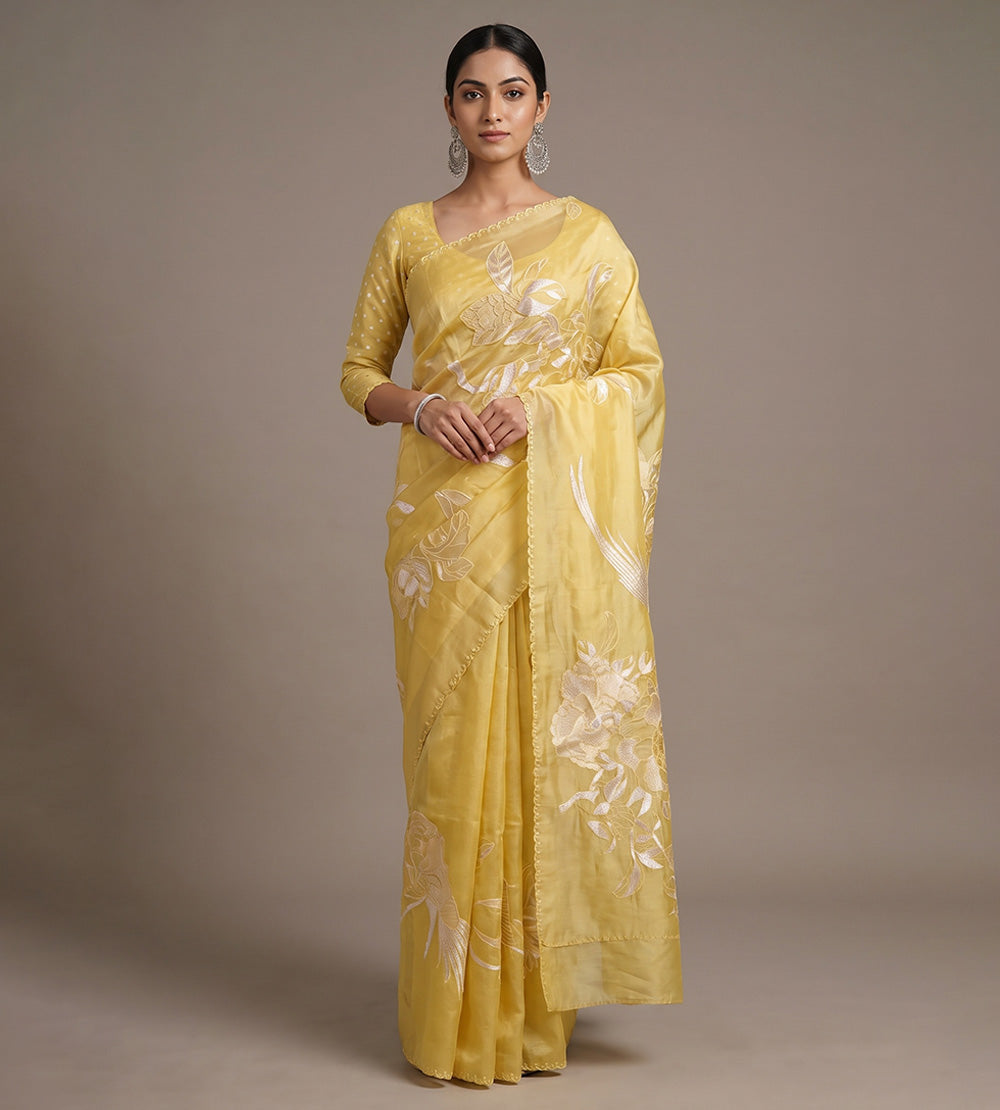 Yellow Organza Saree
