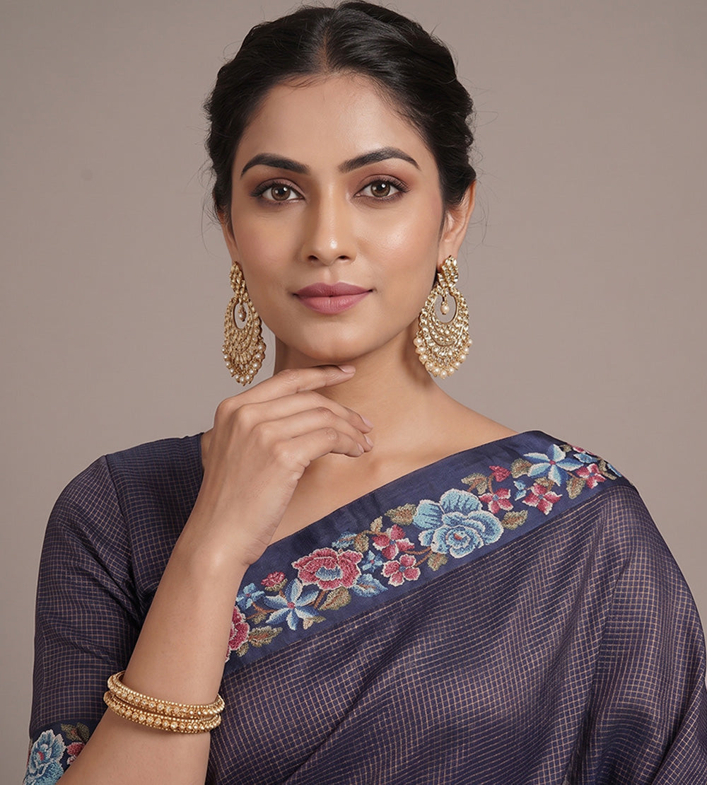Blue Tussar Saree