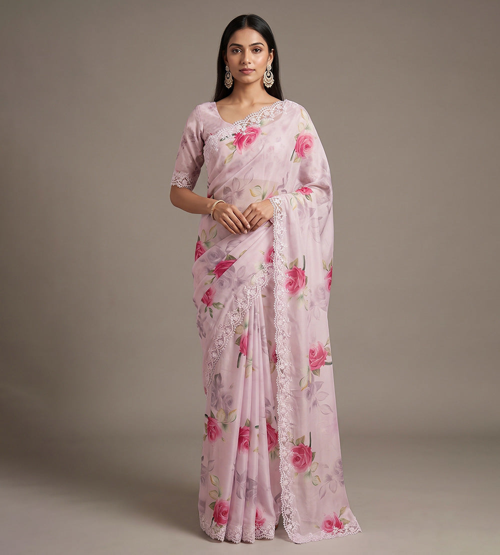 Dusty Lavender Chiffon Saree