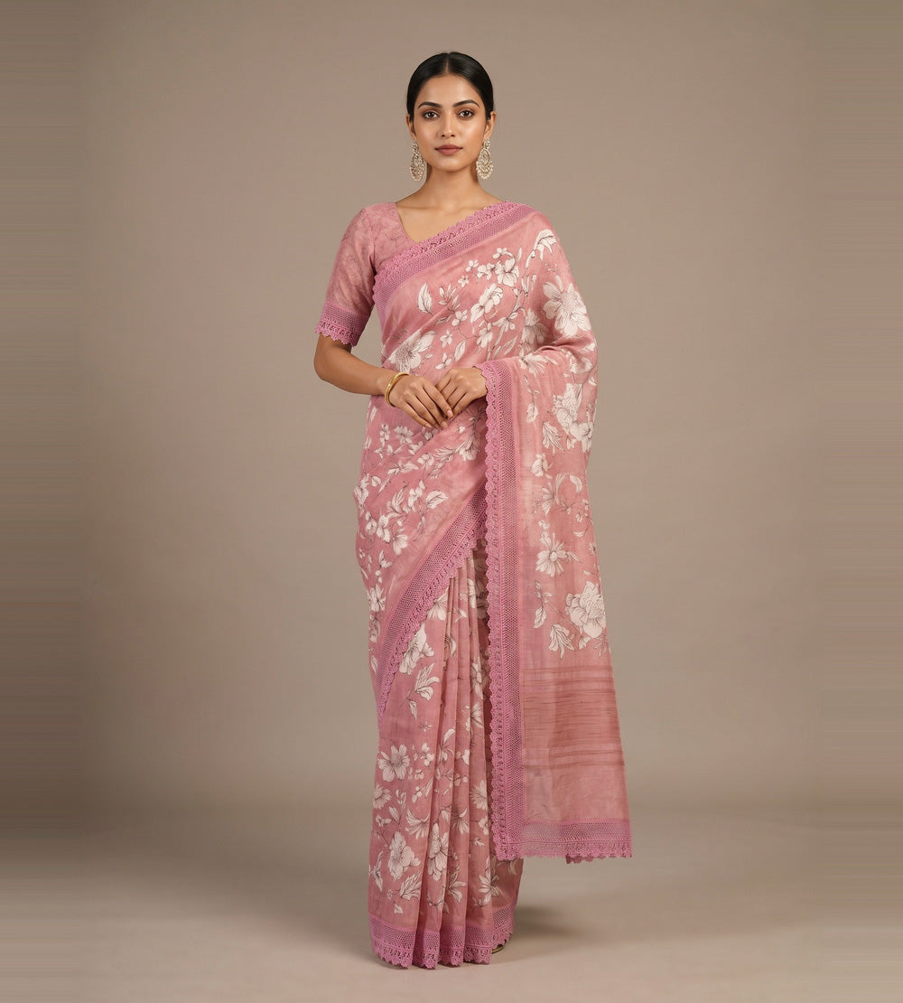 Light Pink Linen Saree