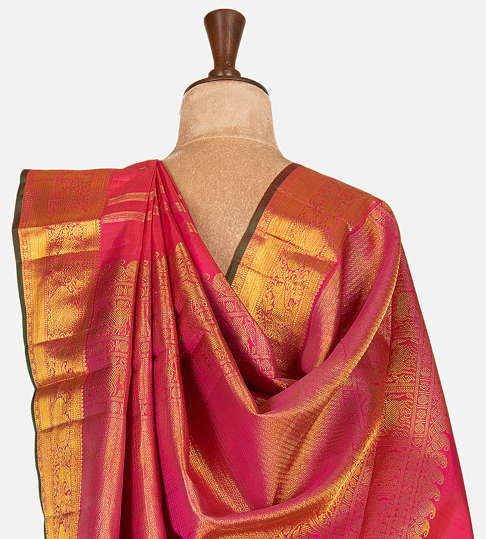 Reddish Pink Kanchipuram Silk Saree