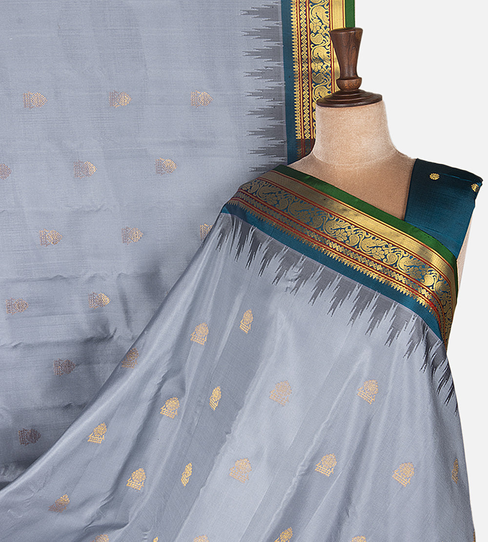 Powder Blue Gadwal Silk Saree