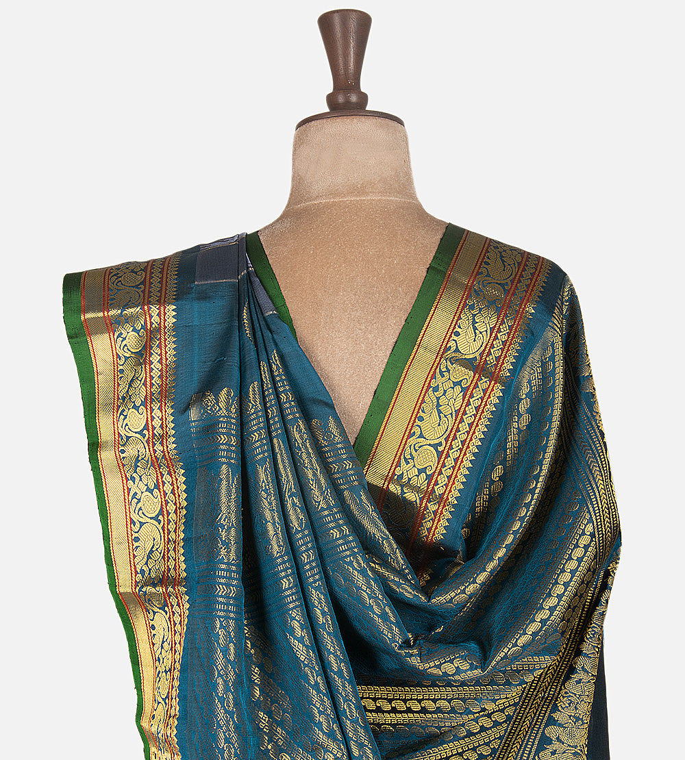 Powder Blue Gadwal Silk Saree