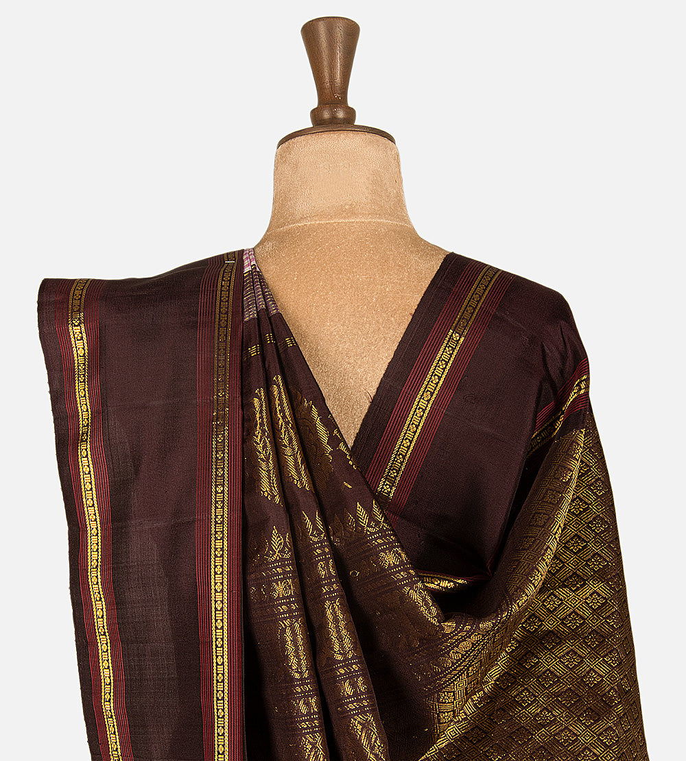 Light Pink and Beige Gadwal Silk Saree