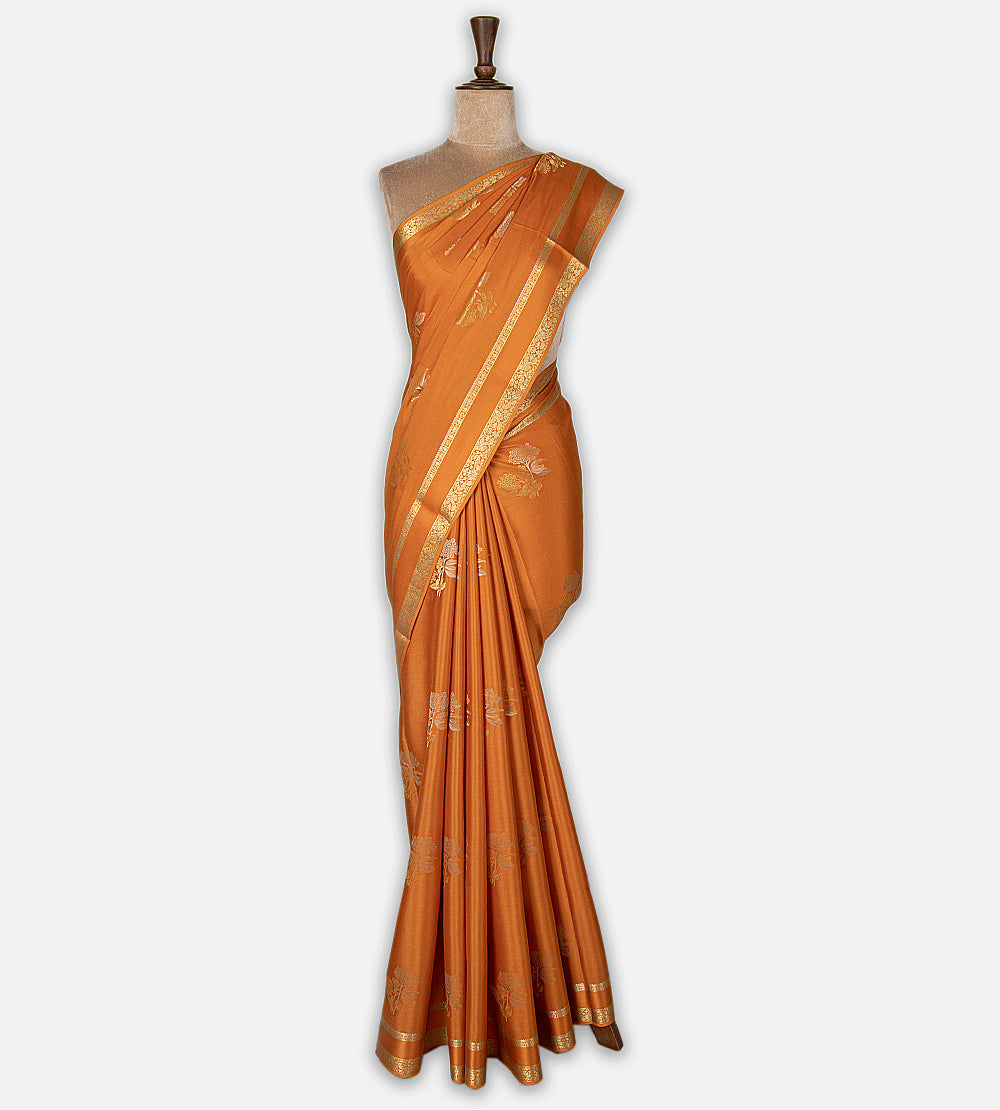 Burnt Orange  Mysore Crepe Saree