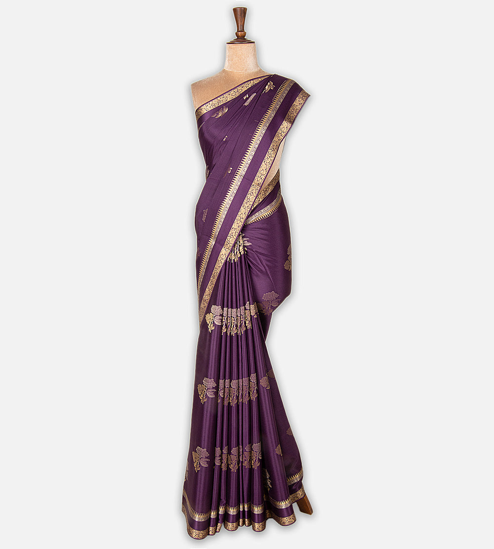 Purple Mysore Crepe Saree