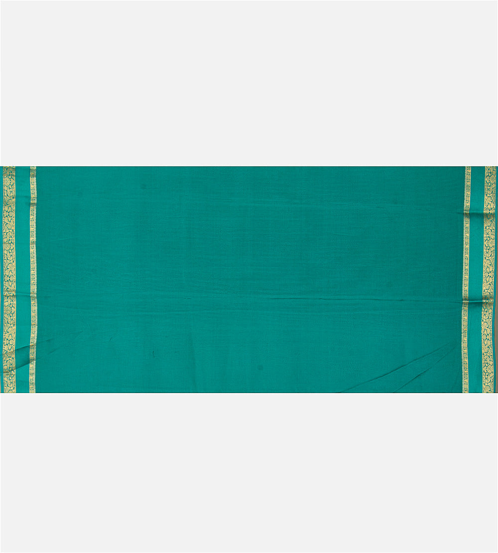 Deep Teal Mysore Crepe Saree