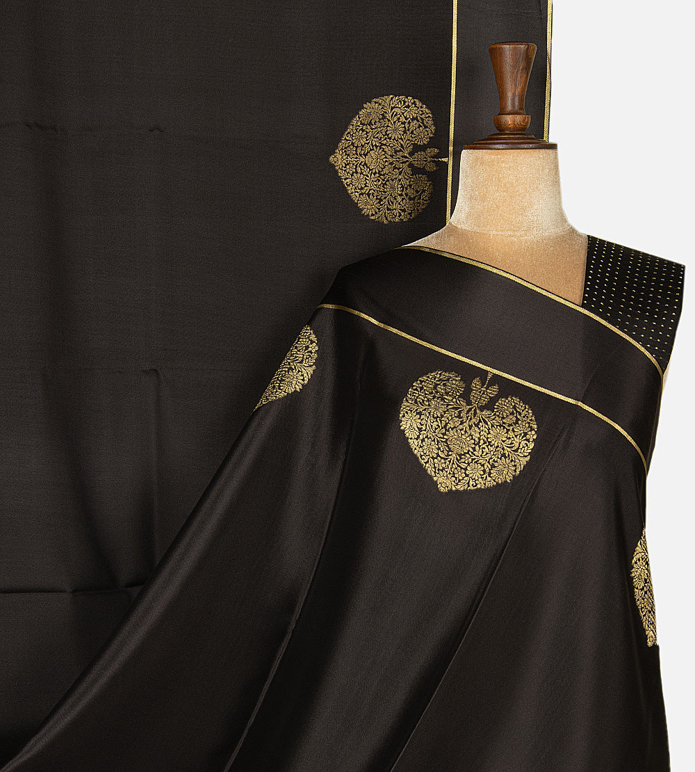 Black Mysore Crepe Saree