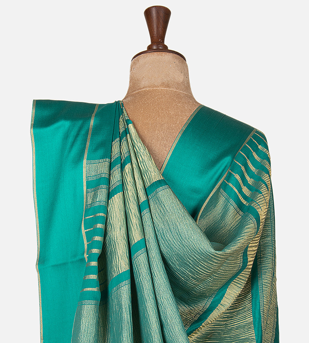 Blue Mysore Crepe Saree