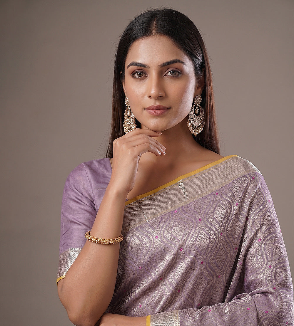 Dusty Lavender Banarasi Crepe Saree