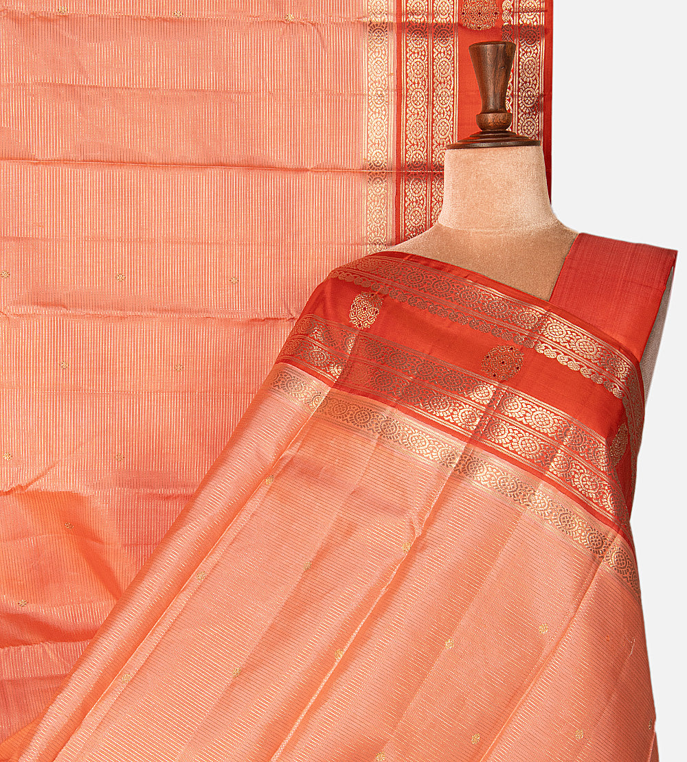 Peach Kanchipuram Silk Saree