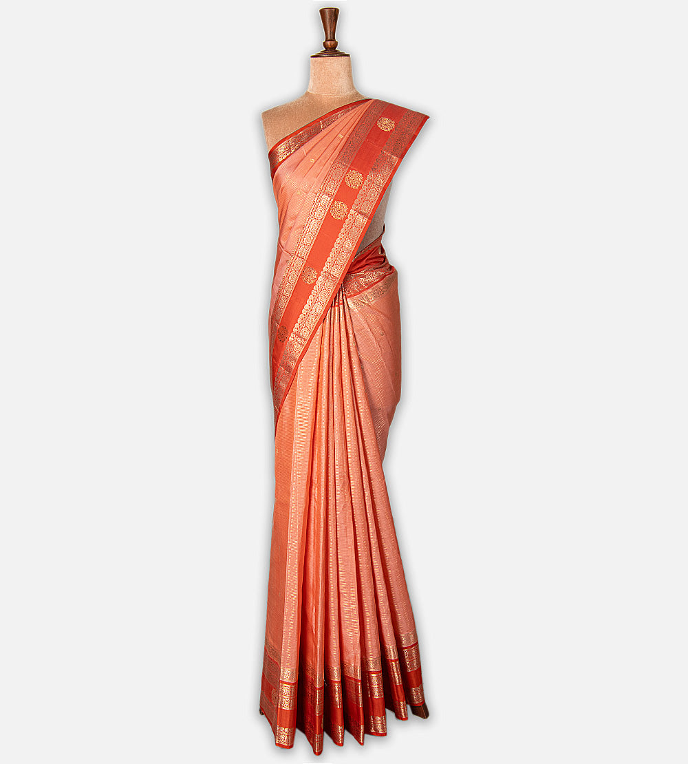 Peach Kanchipuram Silk Saree