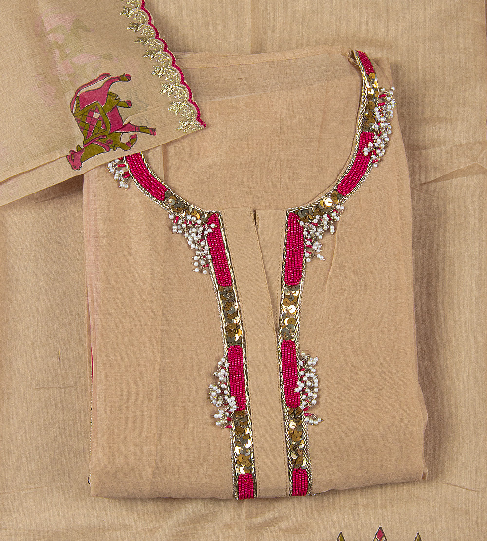 Beige Mul Cotton Salwar