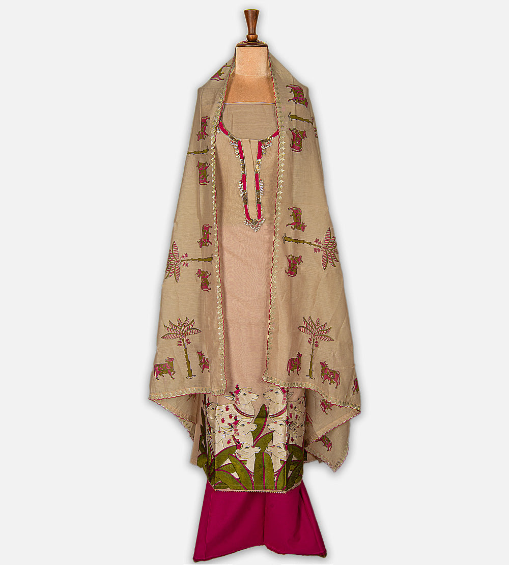 Beige Mul Cotton Salwar