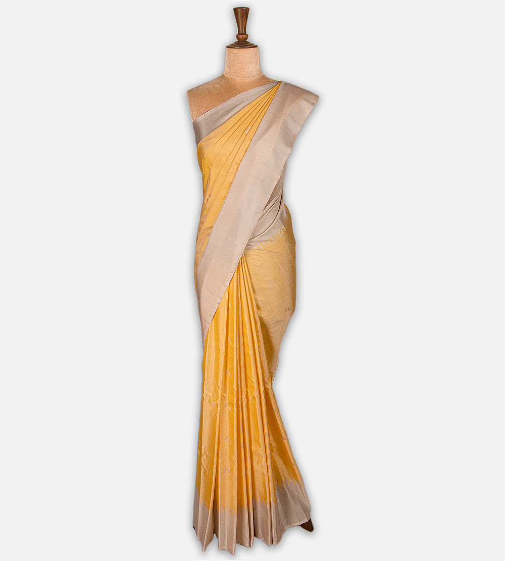 Yellow Gadwal Silk Saree