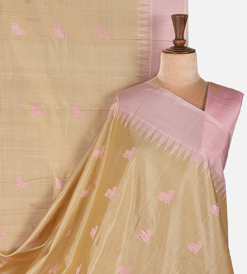 Beige Gadwal Silk Saree