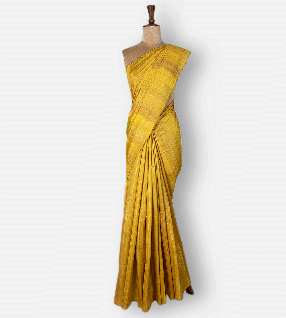 Yellow Tussar Saree