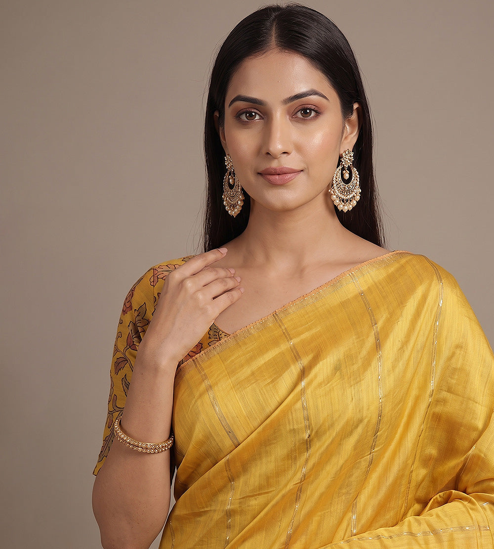 Yellow Tussar Saree
