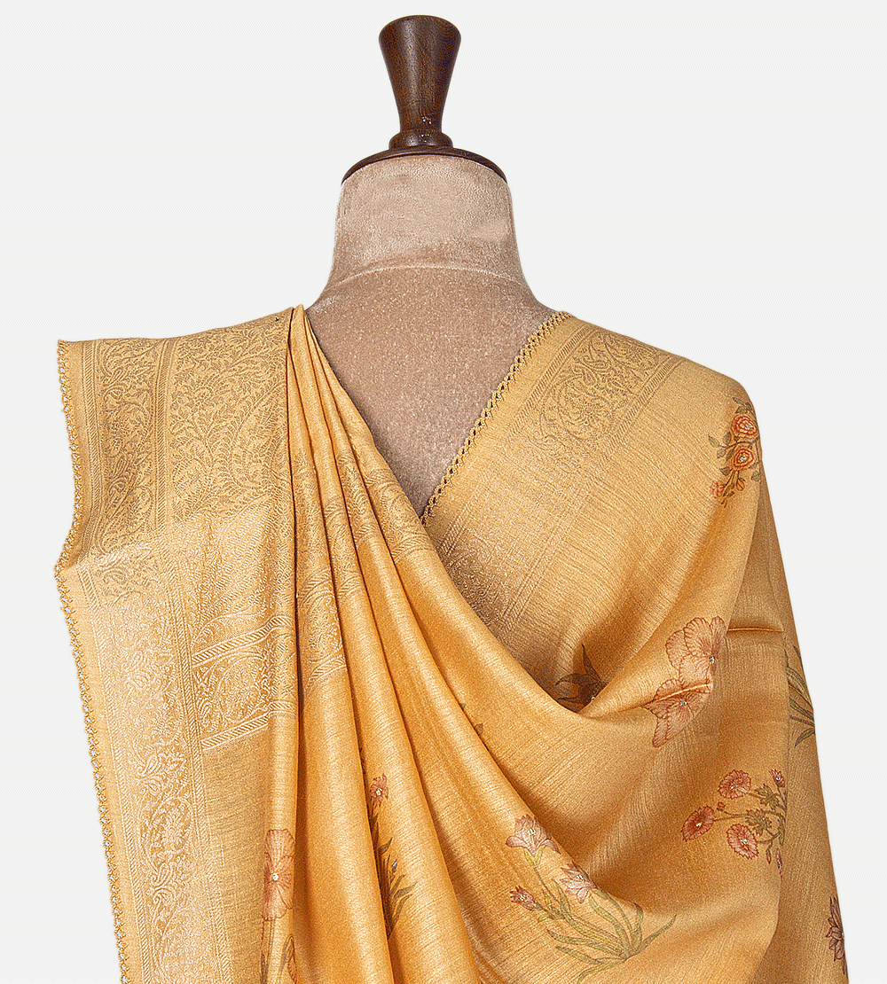 Yellow Tussar Saree