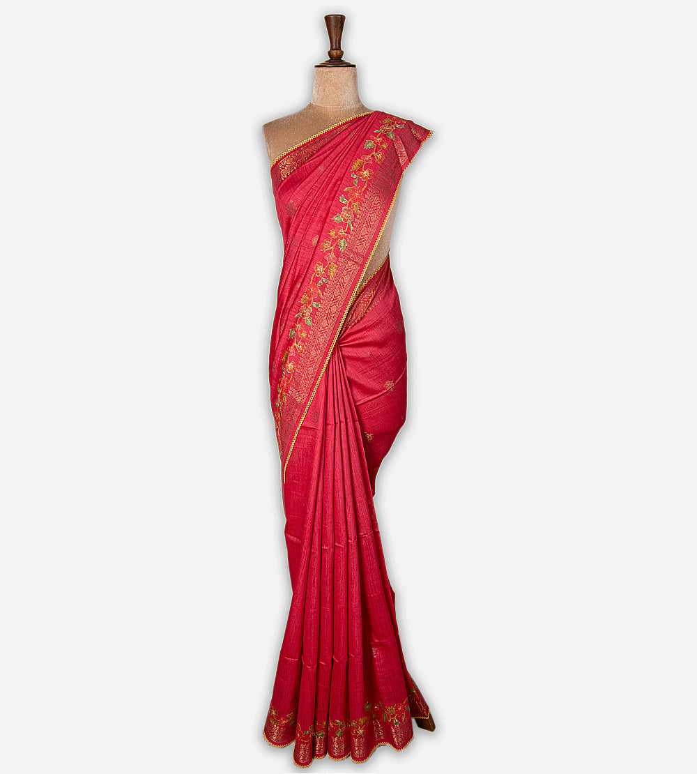 Pink Tussar Saree