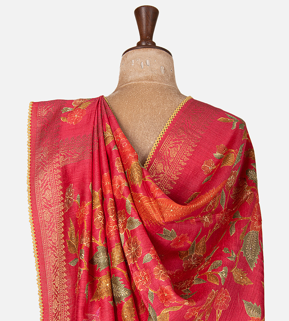 Pink Tussar Saree
