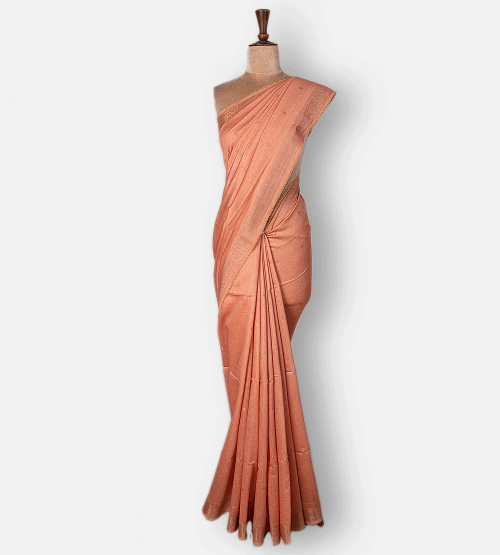 Peach Tussar Saree