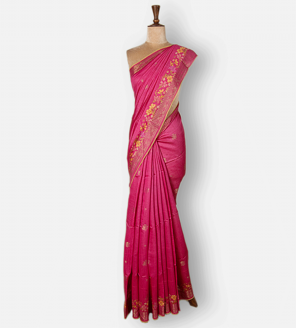 Pink Tussar Saree