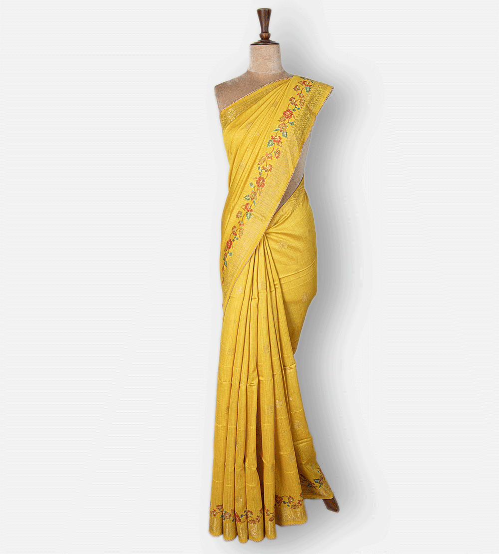 Yellow Tussar Saree