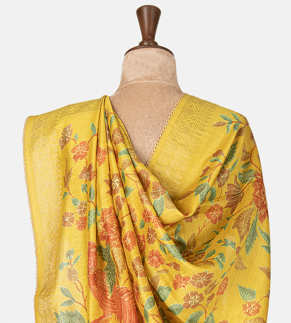 Yellow Tussar Saree