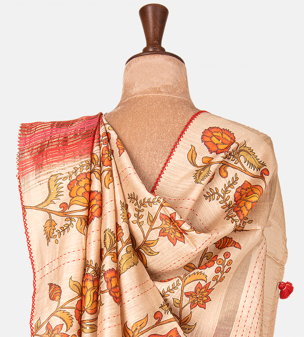Multicolour Tussar Saree