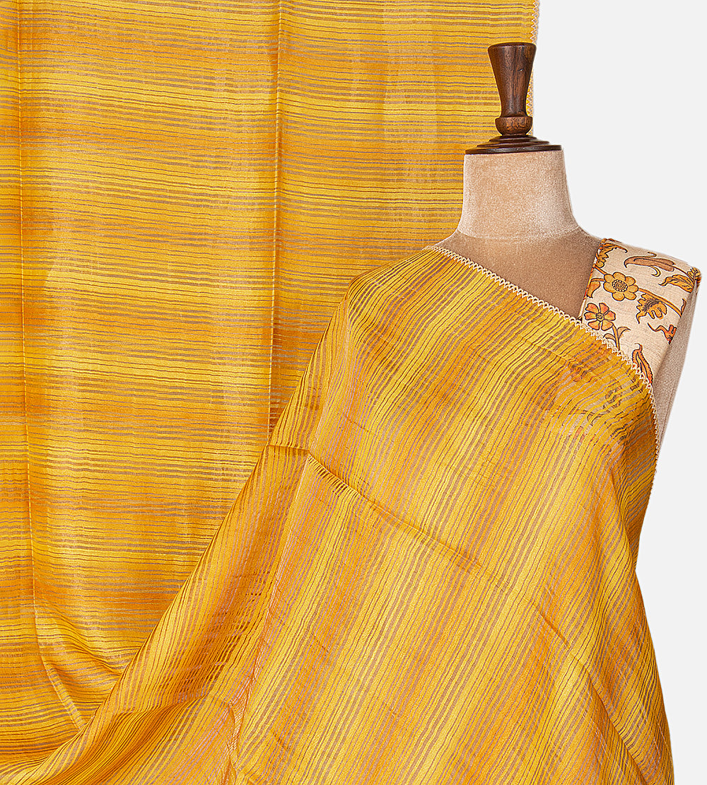 Yellow Tussar Saree