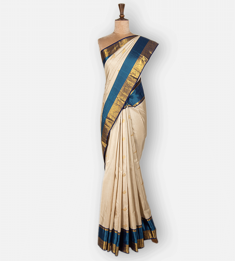 Beige Kanchipuram Silk Saree