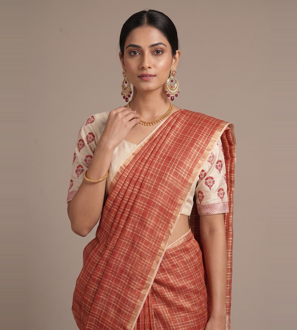 Terracotta Rust Kota Silk Saree